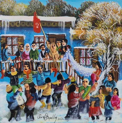 Bu eser SERAP SOYALTIN tarafından 2022 yılında 25x25 cm ölçülerinde Tuval üzeri yağlı boya tekniği ile yapılmıştır.