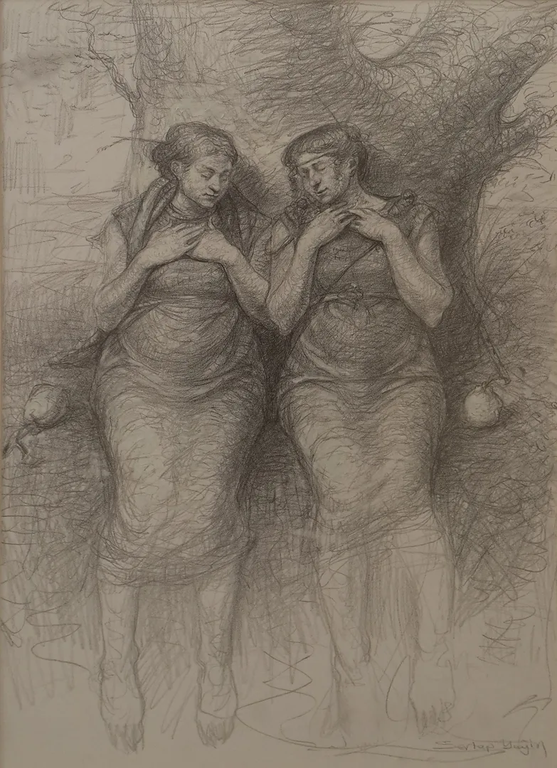 "İsimsiz" eseri SERTAP YEĞİN tarafından 2014 yılında 60x40 cm ölçülerinde Kağıt üzeri kara kalem tekniği ile yapılmıştır.