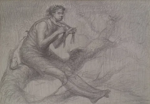 "İsimsiz" eseri SERTAP YEĞİN tarafından 2014 yılında 41x58 cm ölçülerinde Kağıt üzeri kara kalem tekniği ile yapılmıştır.