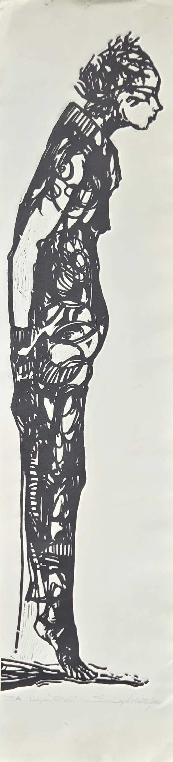 "Ezik" eseri SEYDİ MURAT KOÇ tarafından 2005 yılında 99x24 cm ölçülerinde Linolyum Baskı tekniği ile yapılmıştır.