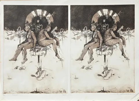 SEYDİ MURAT KOÇ — “İsimsiz”, 2002 "İsimsiz" eseri SEYDİ MURAT KOÇ tarafından 2002 yılında 39x54 cm ölçülerinde Gravür tekniği ile yapılmıştır.