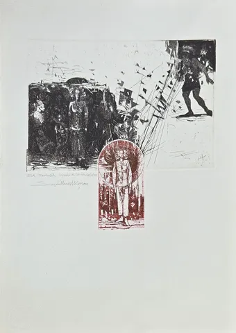 SEYDİ MURAT KOÇ — “Tarihsel içgüdü ve gidiş gelişleri”, 2002 "Tarihsel içgüdü ve gidiş gelişleri" eseri SEYDİ MURAT KOÇ tarafından 2002 yılında 42x30 cm ölçülerinde Gravür tekniği ile yapılmıştır.