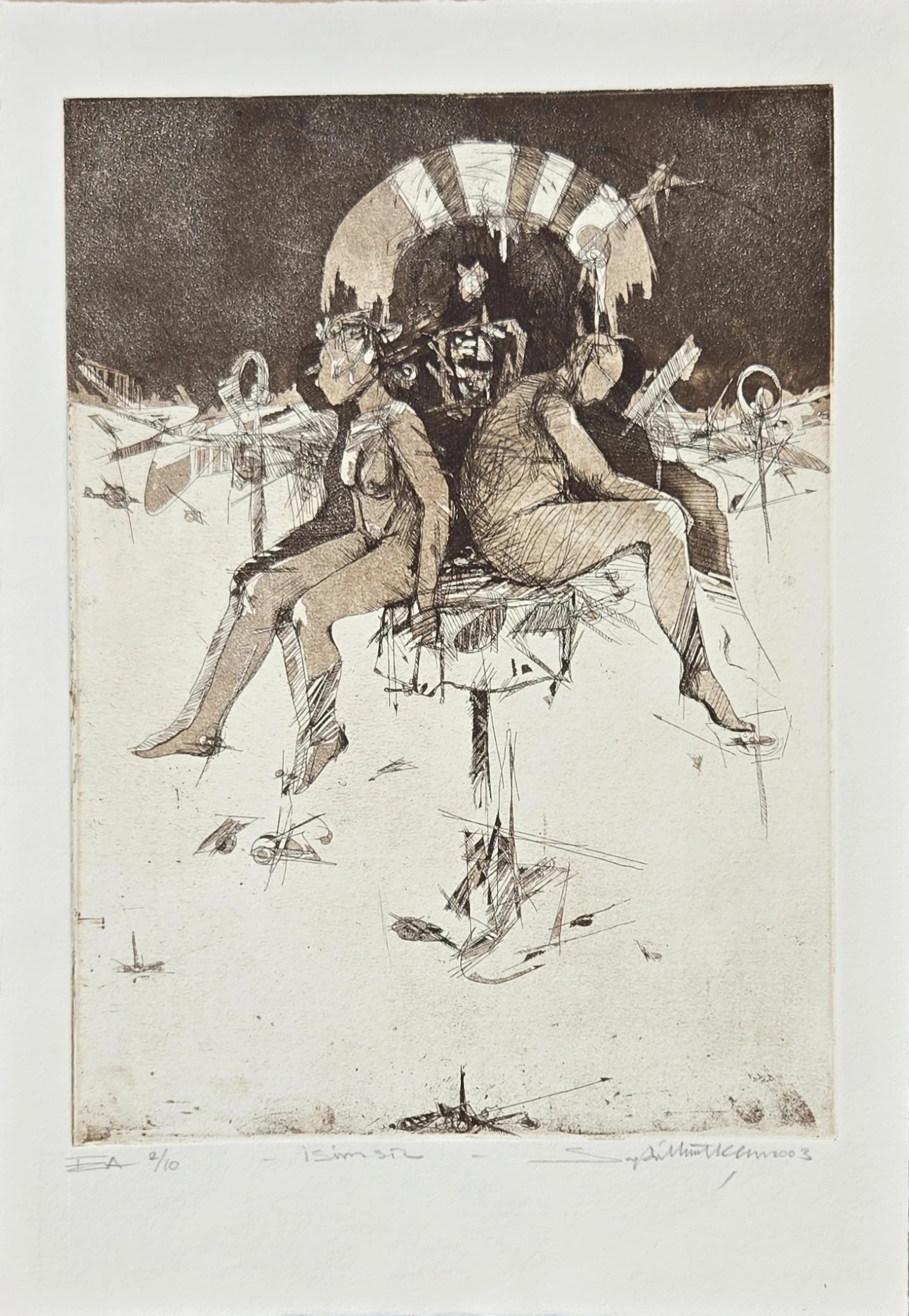 "İsimsiz" eseri SEYDİ MURAT KOÇ tarafından 2003 yılında 42x30 cm ölçülerinde Gravür tekniği ile yapılmıştır.