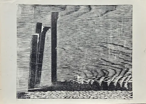 SİNAN AYBER — “Ahlat Mezar Taşları”, 1989 "Ahlat Mezar Taşları" eseri SİNAN AYBER tarafından 1989 yılında 50x70 cm ölçülerinde Ağaç Baskı tekniği ile yapılmıştır.