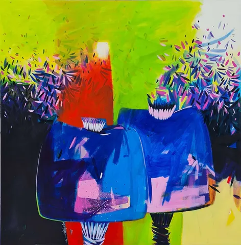 TAMER BİLGİÇ — “İsimsiz”, 2007 "İsimsiz" eseri TAMER BİLGİÇ tarafından 2007 yılında 120x120 cm ölçülerinde Tuval üzeri akrilik boya tekniği ile yapılmıştır.