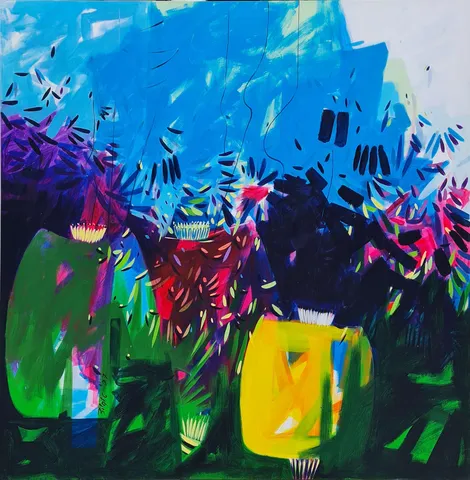 TAMER BİLGİÇ — “İsimsiz”, 2007 "İsimsiz" eseri TAMER BİLGİÇ tarafından 2007 yılında 140x140 cm ölçülerinde Tuval üzeri akrilik boya tekniği ile yapılmıştır.