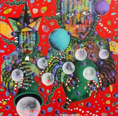 TAMER DERİCAN — “İsimsiz”, 2023 "İsimsiz" eseri TAMER DERİCAN tarafından 2023 yılında 40x40 cm ölçülerinde Tuval üzeri akrilik boya tekniği ile yapılmıştır.