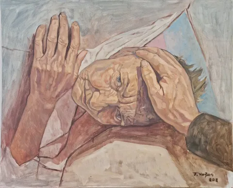 "Annem" eseri TANJU YAĞAN tarafından 2018 yılında 80x100 cm ölçülerinde Tuval üzeri yağlı boya tekniği ile yapılmıştır.