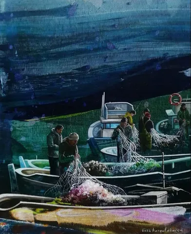 TURGUT AKARSU — “İsimsiz”, 2024 "İsimsiz" eseri TURGUT AKARSU tarafından 2024 yılında 33x27 cm ölçülerinde Tuval üzeri akrilik boya tekniği ile yapılmıştır.