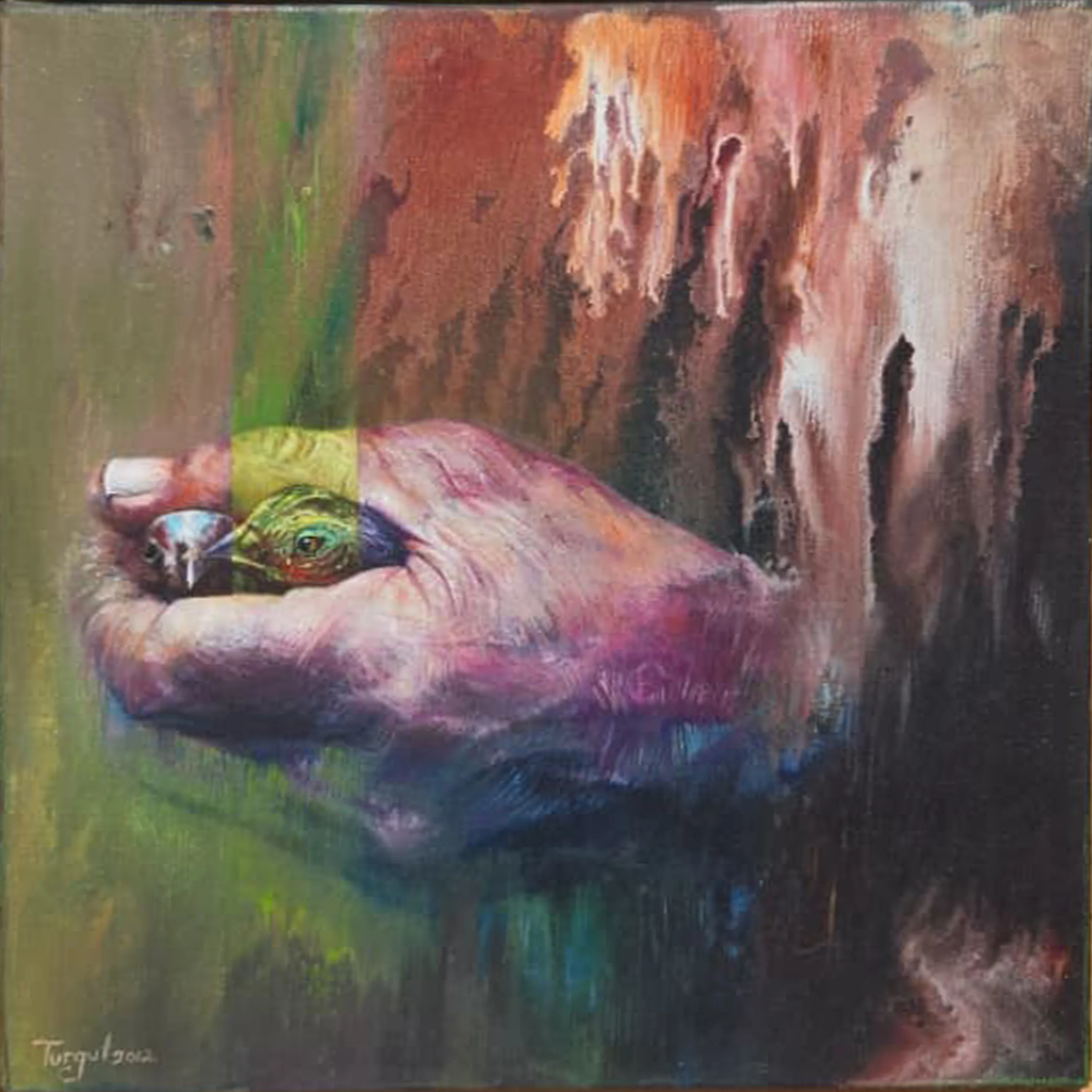 "İsimsiz" eseri TURGUT AKARSU tarafından 2012 yılında 20x20 cm ölçülerinde Tuval üzeri yağlı boya tekniği ile yapılmıştır.