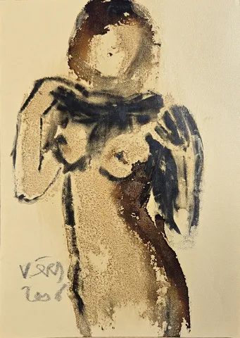 VEDAT ÖRS — “İsimsiz”, 2006 "İsimsiz" eseri VEDAT ÖRS tarafından 2006 yılında 30x21 cm ölçülerinde Derici kağıdı üzerine zift tekniği ile yapılmıştır.