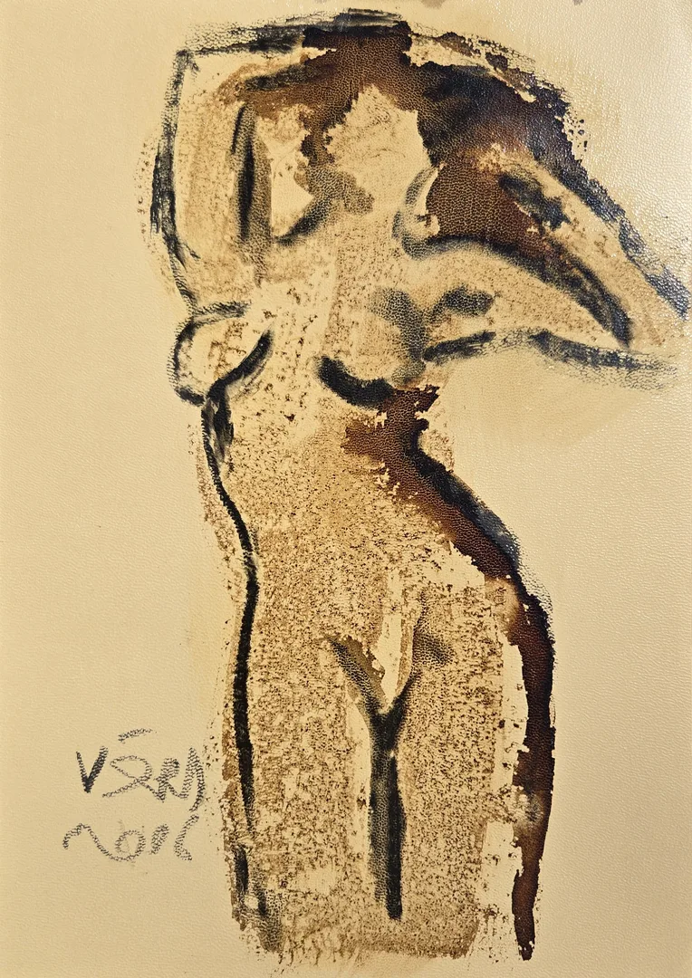 yakınlaştır "İsimsiz" eseri VEDAT ÖRS tarafından 2006 yılında 30x21 cm ölçülerinde Derici kağıdı üzerine zift tekniği ile yapılmıştır.