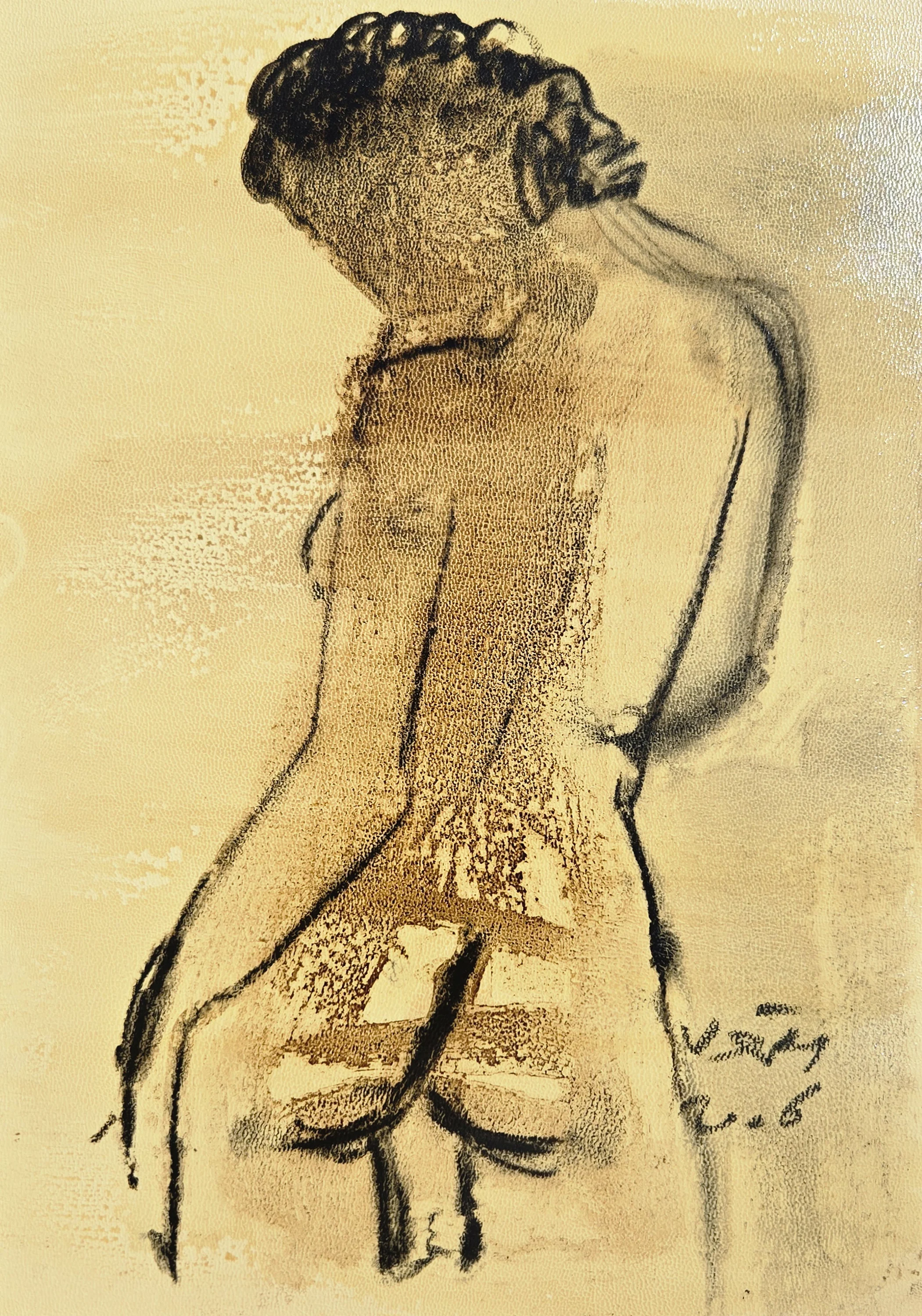 "İsimsiz" eseri VEDAT ÖRS tarafından 2006 yılında 30x21 cm ölçülerinde Derici kağıdı üzerine zift tekniği ile yapılmıştır.