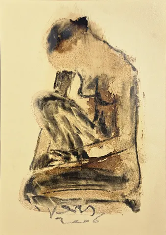 "İsimsiz" eseri VEDAT ÖRS tarafından 2006 yılında 30x21 cm ölçülerinde Derici kağıdı üzerine zift tekniği ile yapılmıştır.