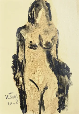 VEDAT ÖRS — “İsimsiz”, 2006 "İsimsiz" eseri VEDAT ÖRS tarafından 2006 yılında 30x21 cm ölçülerinde Derici kağıdı üzerine zift tekniği ile yapılmıştır.