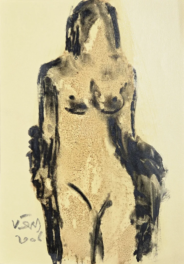 yakınlaştır "İsimsiz" eseri VEDAT ÖRS tarafından 2006 yılında 30x21 cm ölçülerinde Derici kağıdı üzerine zift tekniği ile yapılmıştır.