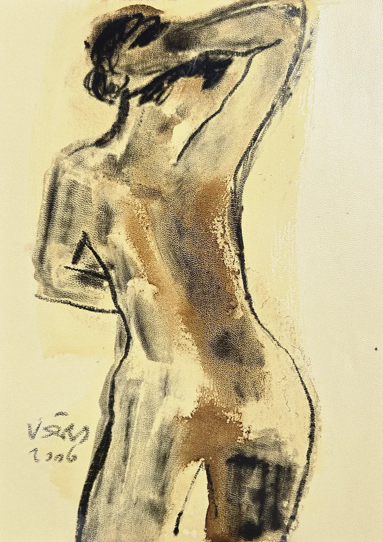 yakınlaştır "İsimsiz" eseri VEDAT ÖRS tarafından 2006 yılında 30x21 cm ölçülerinde Derici kağıdı üzerine zift tekniği ile yapılmıştır.