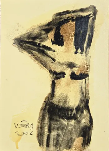 VEDAT ÖRS — “İsimsiz”, 2006 "İsimsiz" eseri VEDAT ÖRS tarafından 2006 yılında 30x21 cm ölçülerinde Derici kağıdı üzerine zift tekniği ile yapılmıştır.