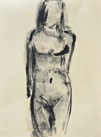 VEDAT ÖRS — “İsimsiz”, 2007 "İsimsiz" eseri VEDAT ÖRS tarafından 2007 yılında 40x30 cm ölçülerinde Derici kağıdı üzerine zift tekniği ile yapılmıştır.