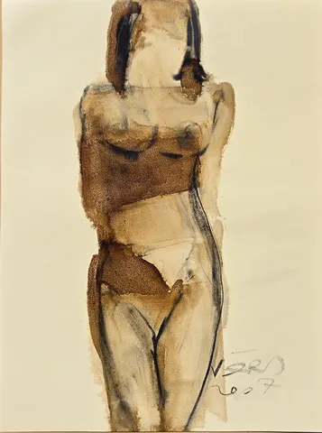 VEDAT ÖRS — “İsimsiz”, 2007 "İsimsiz" eseri VEDAT ÖRS tarafından 2007 yılında 40x30 cm ölçülerinde Derici kağıdı üzerine zift tekniği ile yapılmıştır.