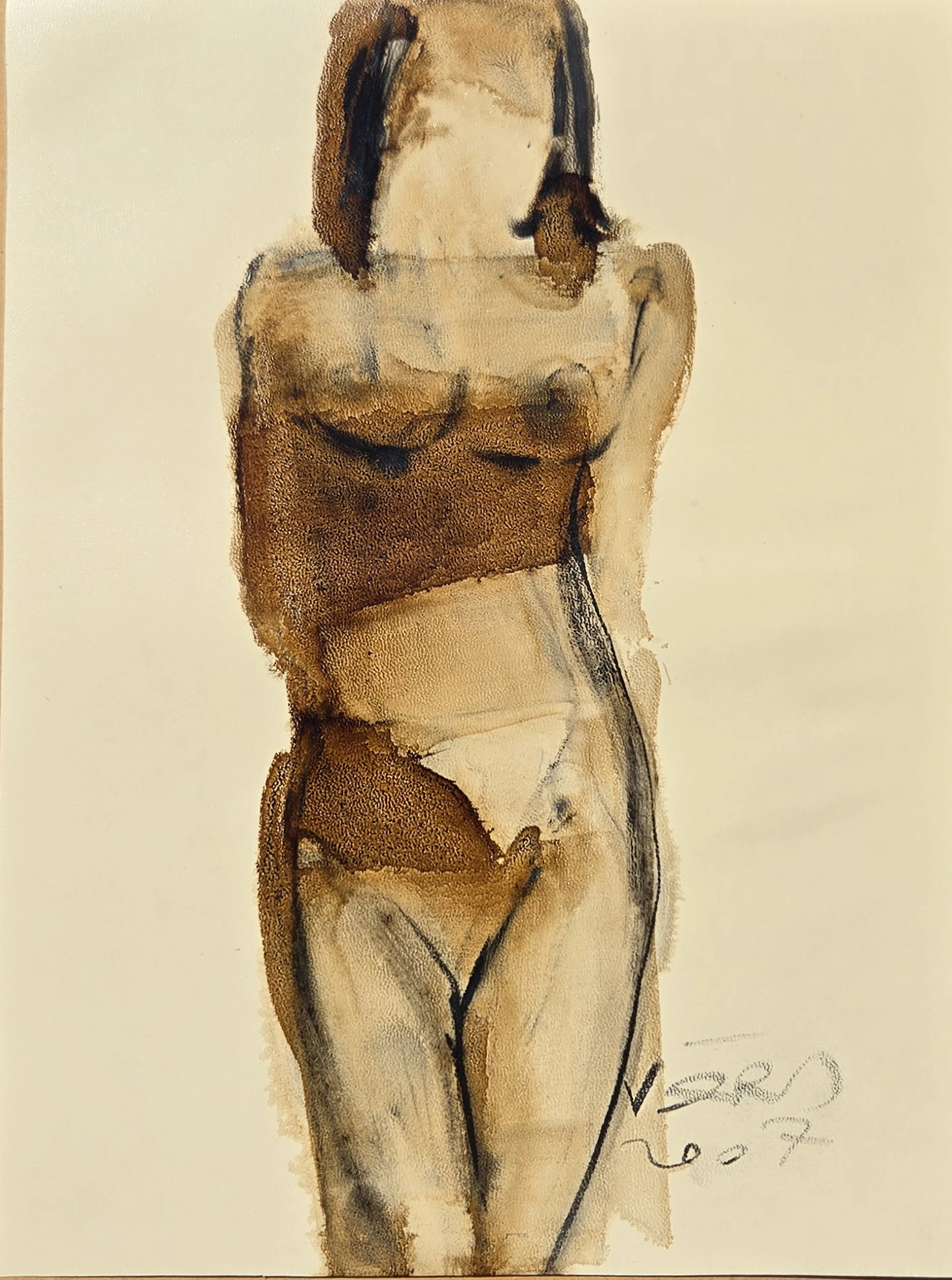 "İsimsiz" eseri VEDAT ÖRS tarafından 2007 yılında 40x30 cm ölçülerinde Derici kağıdı üzerine zift tekniği ile yapılmıştır.