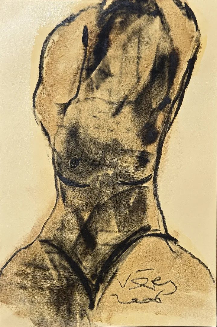 yakınlaştır "İsimsiz" eseri VEDAT ÖRS tarafından 2006 yılında 42x30 cm ölçülerinde Derici kağıdı üzerine zift tekniği ile yapılmıştır.