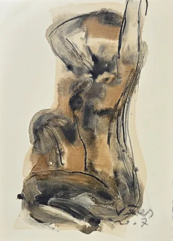 VEDAT ÖRS — “İsimsiz”, 2007 "İsimsiz" eseri VEDAT ÖRS tarafından 2007 yılında 42x30 cm ölçülerinde Derici kağıdı üzerine zift tekniği ile yapılmıştır.
