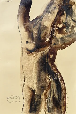"İsimsiz" eseri VEDAT ÖRS tarafından 2006 yılında 60x40 cm ölçülerinde Derici kağıdı üzerine zift tekniği ile yapılmıştır.
