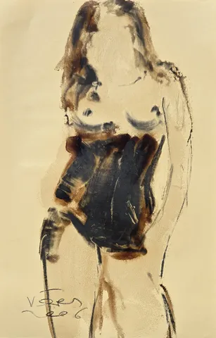 "İsimsiz" eseri VEDAT ÖRS tarafından 2006 yılında 60x40 cm ölçülerinde Derici kağıdı üzerine zift tekniği ile yapılmıştır.