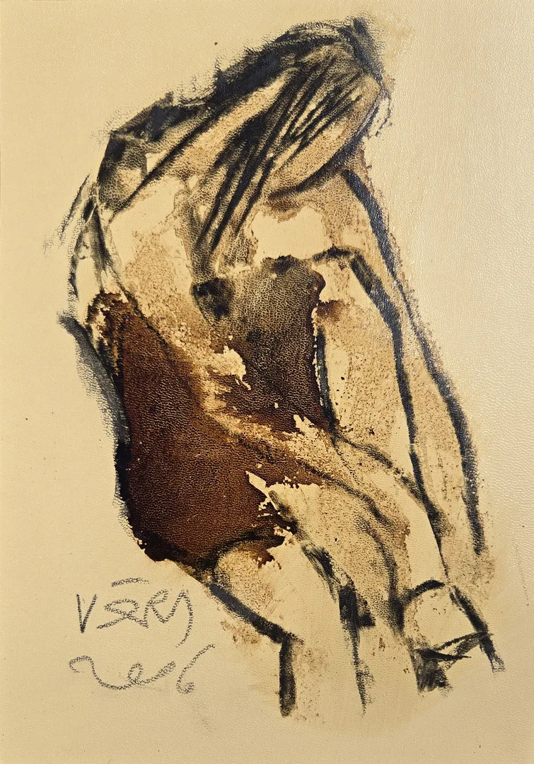yakınlaştır "İsimsiz" eseri VEDAT ÖRS tarafından 2006 yılında 60x40 cm ölçülerinde Derici kağıdı üzerine zift tekniği ile yapılmıştır.