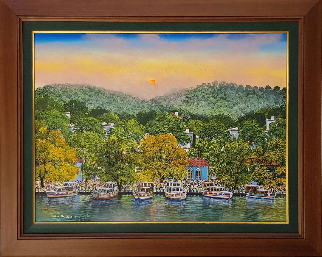 yakınlaştır "Bodrum - Güvercinlik" eseri YALÇIN GÖKÇEBAĞ tarafından 2021 yılında 60x80 cm ölçülerinde Tuval üzeri yağlı boya tekniği ile yapılmıştır.