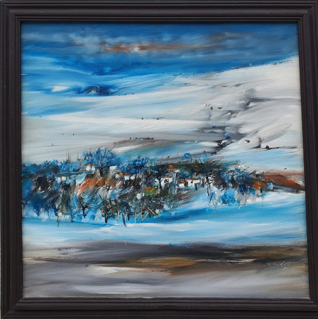 "İsimsiz" eseri ZEKİ SERBEST tarafından 1990 yılında 60x60 cm ölçülerinde Tuval üzeri yağlı boya tekniği ile yapılmıştır.