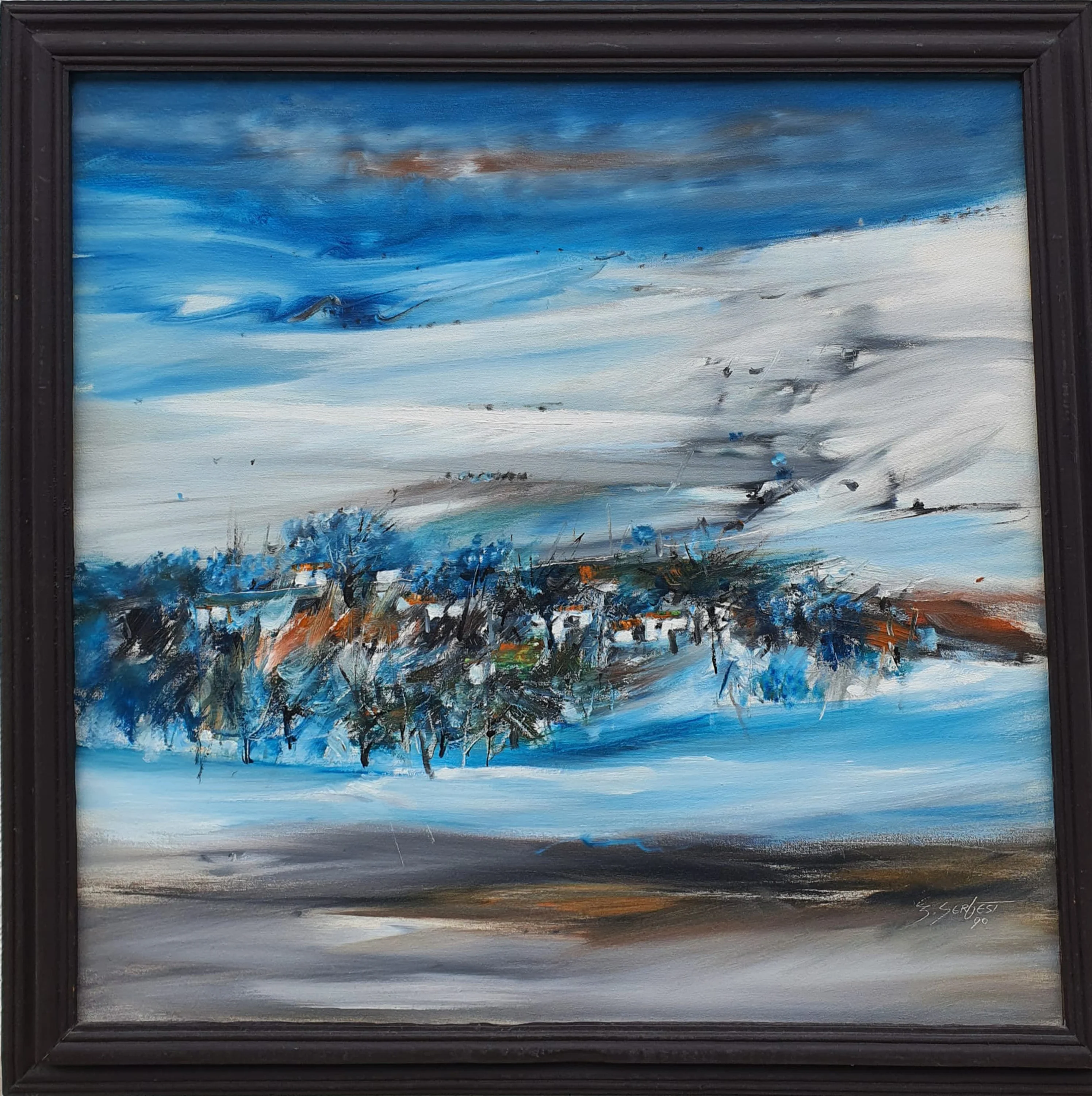 "İsimsiz" eseri ZEKİ SERBEST tarafından 1990 yılında 60x60 cm ölçülerinde Tuval üzeri yağlı boya tekniği ile yapılmıştır.