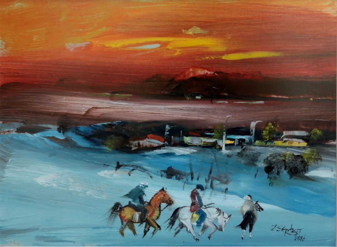 yakınlaştır "Peyzaj" eseri ZEKİ SERBEST tarafından 2016 yılında 18x24 cm ölçülerinde Kağıt üzeri yağlı boya tekniği ile yapılmıştır.