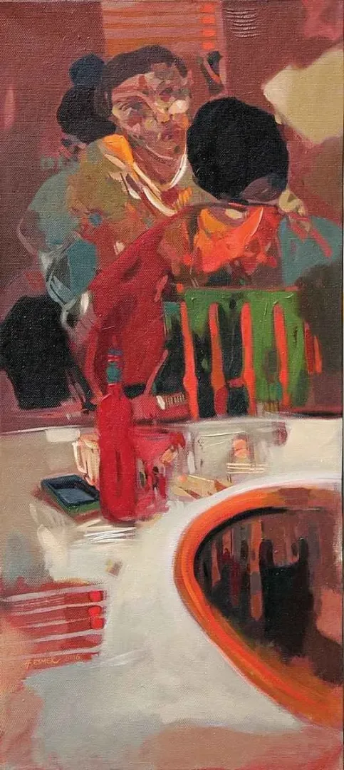 "isimsiz" eseri HAKAN ESMER tarafından 2006 yılında 110x50 cm ölçülerinde Tuval üzeri yağlı boya tekniği ile yapılmıştır.
