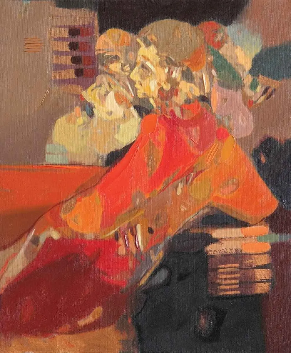 "isimsiz" eseri HAKAN ESMER tarafından 2006 yılında 60x50 cm ölçülerinde Tuval üzeri yağlı boya tekniği ile yapılmıştır.