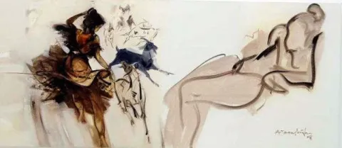 AKDOĞAN TOPAÇLIOĞLU — “isimsiz”, 2008 "isimsiz" eseri AKDOĞAN TOPAÇLIOĞLU tarafından 2008 yılında 65x150 cm ölçülerinde Tuval üzeri yağlı boya tekniği ile yapılmıştır.
