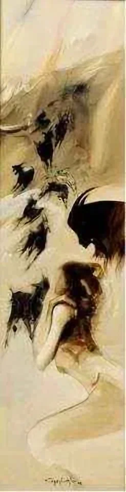 yakınlaştır "isimsiz" eseri AKDOĞAN TOPAÇLIOĞLU tarafından 2008 yılında 150x40 cm ölçülerinde Tuval üzeri yağlı boya tekniği ile yapılmıştır.