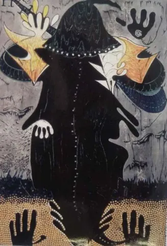 HASAN KIRAN — “Ayin Töreni”, 2004 "Ayin Töreni" eseri HASAN KIRAN tarafından 2004 yılında 13x91 cm ölçülerinde Ağaç Baskı tekniği ile yapılmıştır.