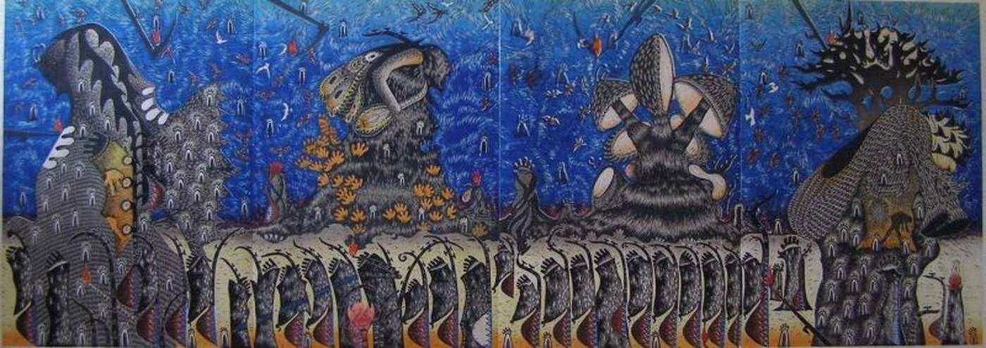 "Oy Bu Sene Bu Sene 37 Sazım Çalındı" eseri HASAN KIRAN tarafından 2007 yılında 120x340 cm ölçülerinde Ağaç Baskı tekniği ile yapılmıştır.