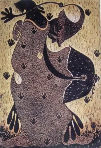 HASAN KIRAN — “Ayin Töreni”, 2004 "Ayin Töreni" eseri HASAN KIRAN tarafından 2004 yılında 131x91 cm ölçülerinde Ağaç Baskı tekniği ile yapılmıştır.