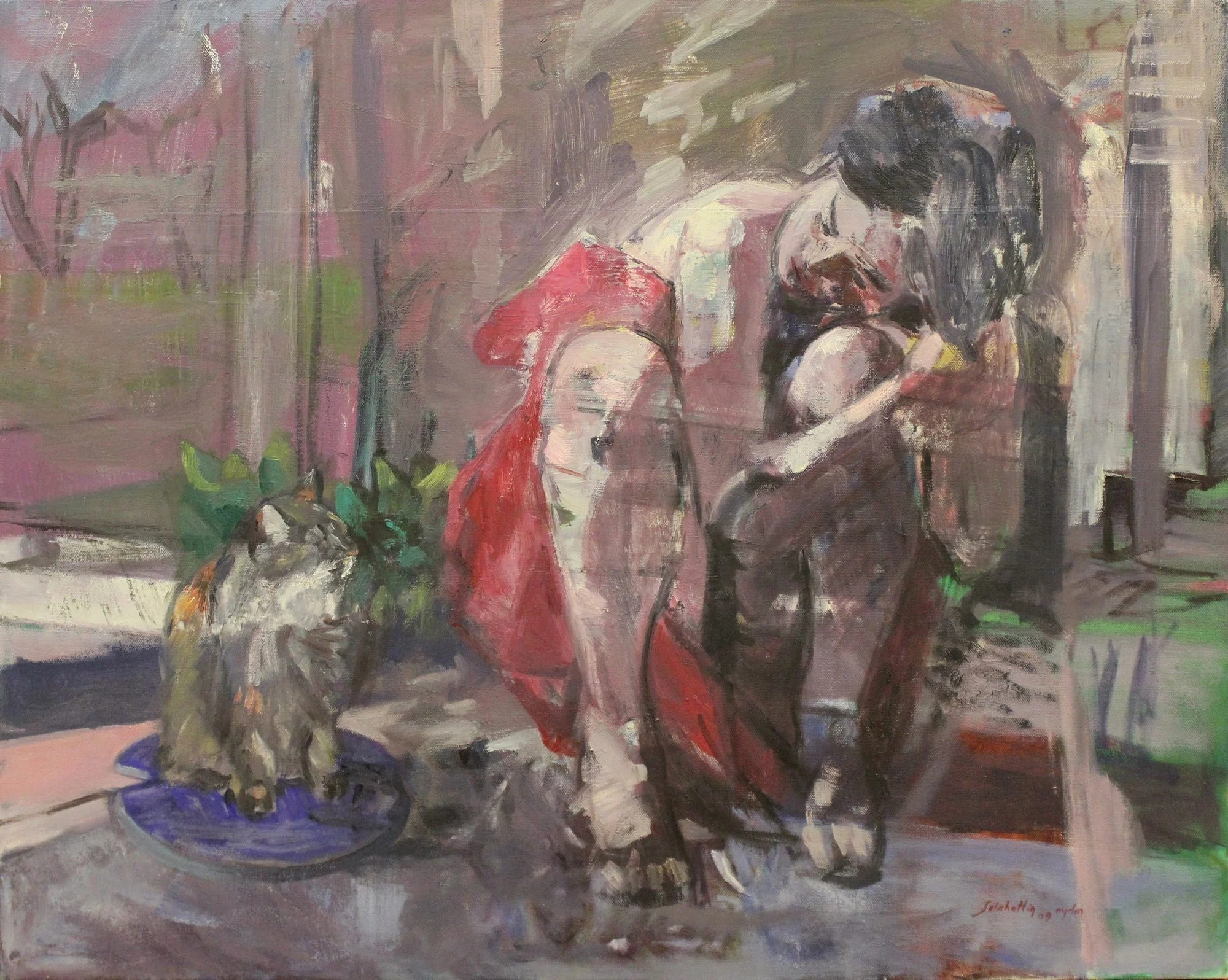 "isimsiz" eseri SELAHATTİN AYDIN tarafından 2009 yılında 73x92 cm ölçülerinde Tuval üzeri yağlı boya tekniği ile yapılmıştır.