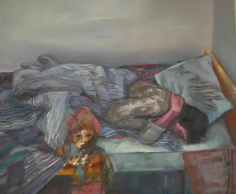 "isimsiz" eseri SELAHATTİN AYDIN tarafından 2009 yılında 100x120 cm ölçülerinde Tuval üzeri yağlı boya tekniği ile yapılmıştır.