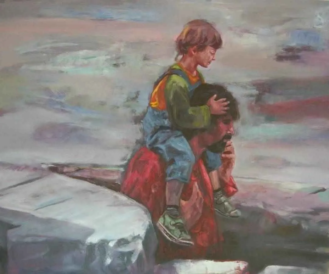 "isimsiz" eseri SELAHATTİN AYDIN tarafından 2009 yılında 100x120 cm ölçülerinde Tuval üzeri yağlı boya tekniği ile yapılmıştır.