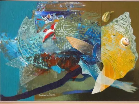 "isimsiz" eseri SEMİH KAPLAN tarafından 2008 yılında 25x35 cm ölçülerinde Kağıt üzeri sulu boya tekniği ile yapılmıştır.