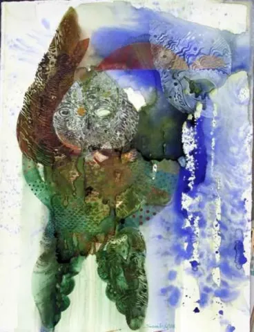 SEMİH KAPLAN — “Deniz Cini 2”, 2008 "Deniz Cini 2" eseri SEMİH KAPLAN tarafından 2008 yılında 76x56 cm ölçülerinde Kağıt üzeri sulu boya tekniği ile yapılmıştır.