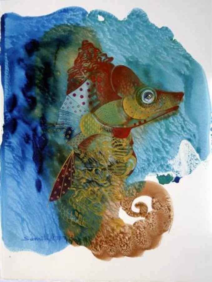 yakınlaştır "Denizatı 1" eseri SEMİH KAPLAN tarafından 2009 yılında 38x29 cm ölçülerinde Kağıt üzeri sulu boya tekniği ile yapılmıştır.