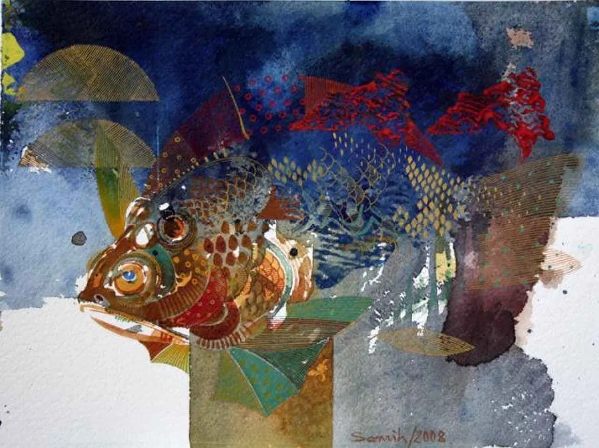 "Kabuklu 1" eseri SEMİH KAPLAN tarafından 2008 yılında 29x38 cm ölçülerinde Kağıt üzeri sulu boya tekniği ile yapılmıştır.