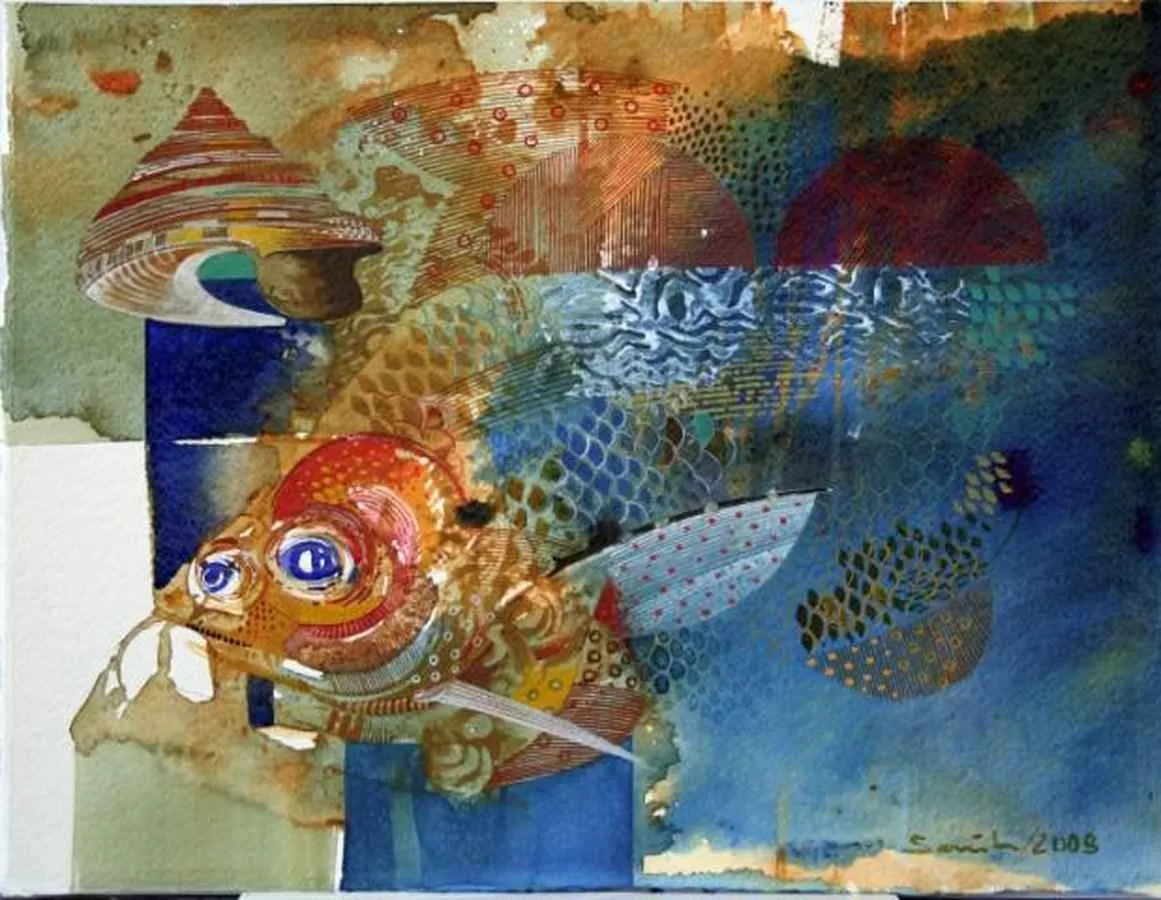 "Kabuklu" eseri SEMİH KAPLAN tarafından 2008 yılında 29x38 cm ölçülerinde Kağıt üzeri sulu boya tekniği ile yapılmıştır.