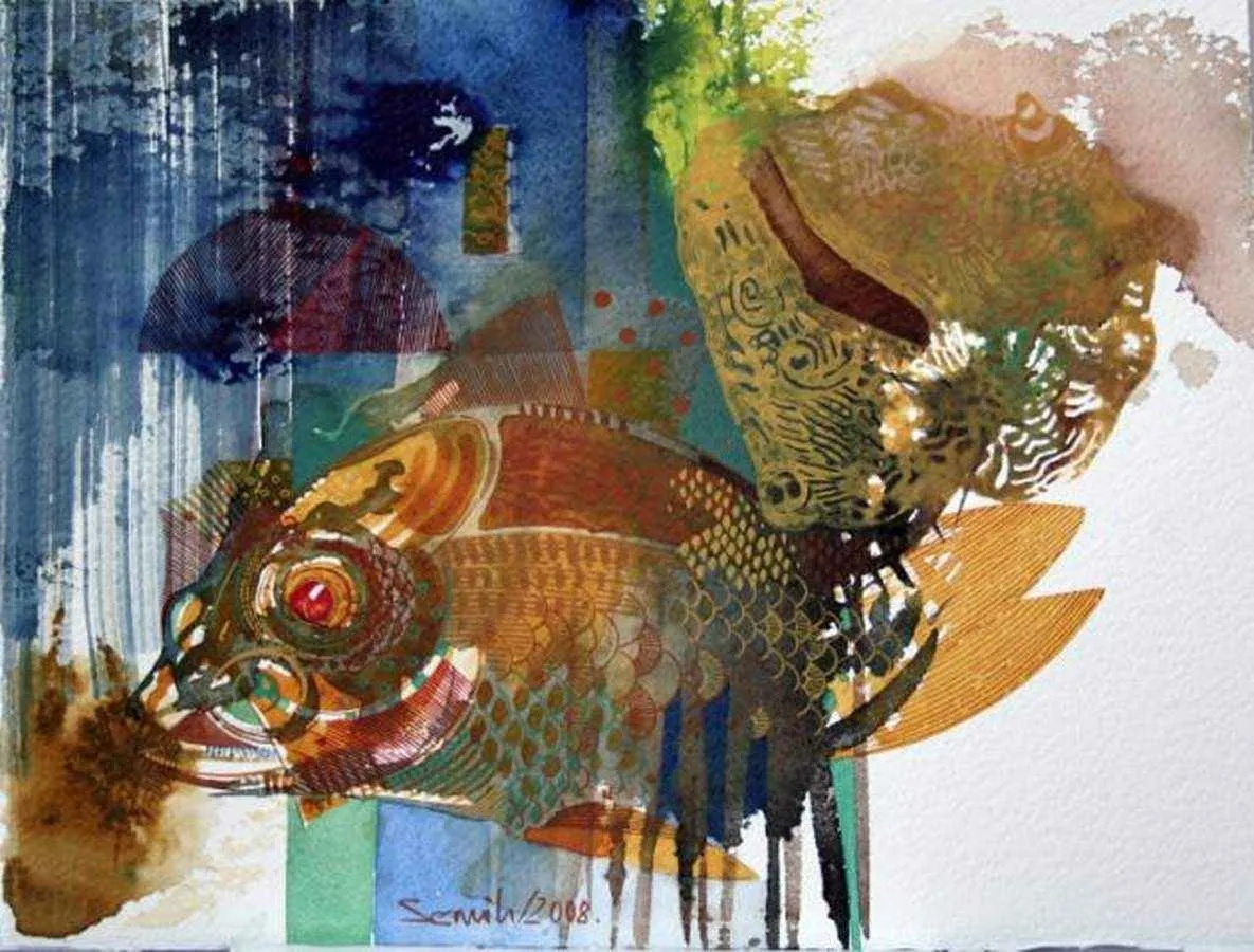 "Kabuklu" eseri SEMİH KAPLAN tarafından 2008 yılında 29x38 cm ölçülerinde Kağıt üzeri sulu boya tekniği ile yapılmıştır.